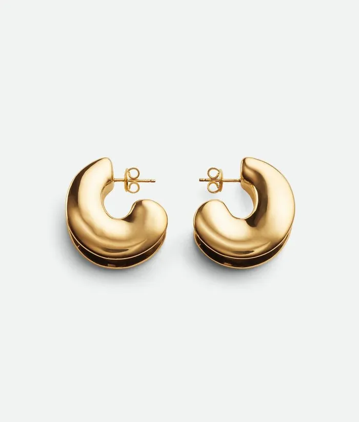 Women Bottega Veneta Earrings Large H Beam Earrings Yellow Gold
