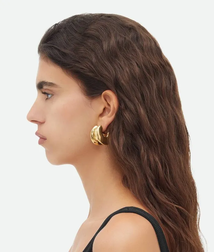 Women Bottega Veneta Earrings Large H Beam Earrings Yellow Gold