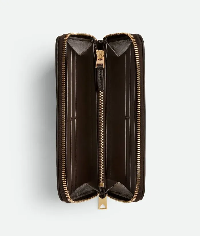 Women Bottega Veneta Long Wallets Intrecciato Diagonal Large Zip Around Wallet Fondantnatural