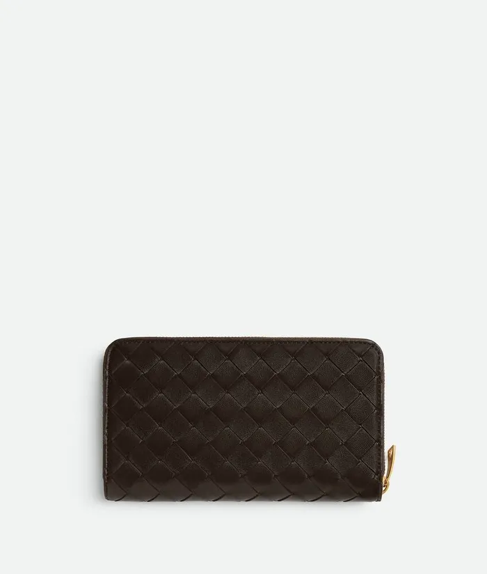 Women Bottega Veneta Long Wallets Intrecciato Diagonal Large Zip Around Wallet Fondantnatural