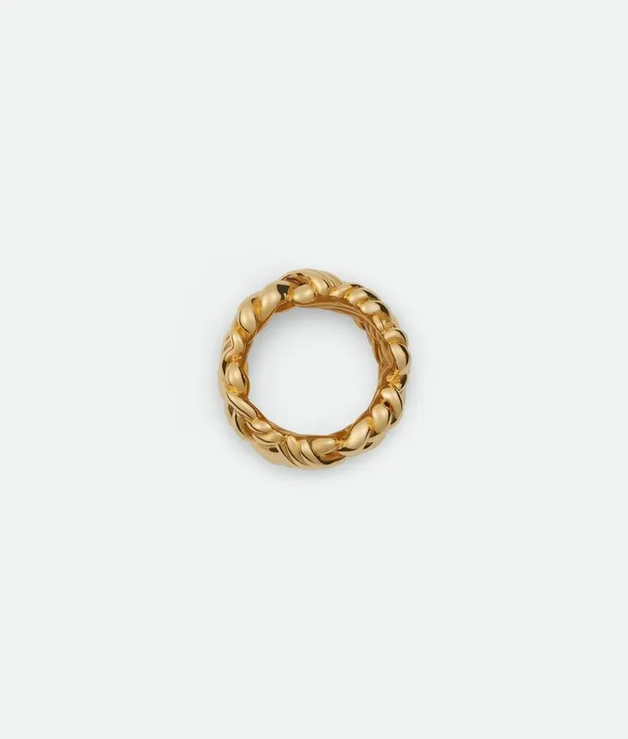 Women Bottega Veneta Rings Intreccio Ring Yellow Gold