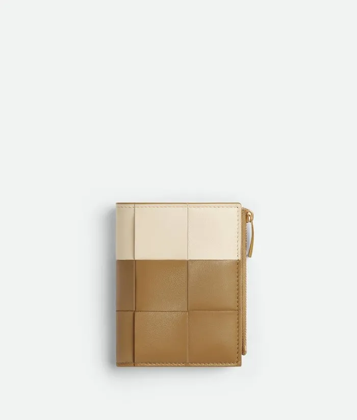 Women Bottega Veneta Small Wallets Cassette Small BiFold Wallet Dark Praline Sea Salt Women Bottega Veneta Small Wallets Cassette Small BiFold Wallet Dark Praline Sea Salt