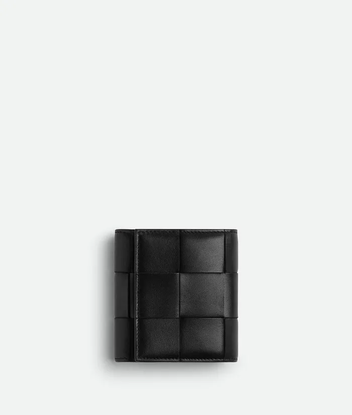 Women Bottega Veneta Small Wallets Cassette TriFold With Origami Coin Purse Black Women Bottega Veneta Small Wallets Cassette TriFold With Origami Coin Purse Black