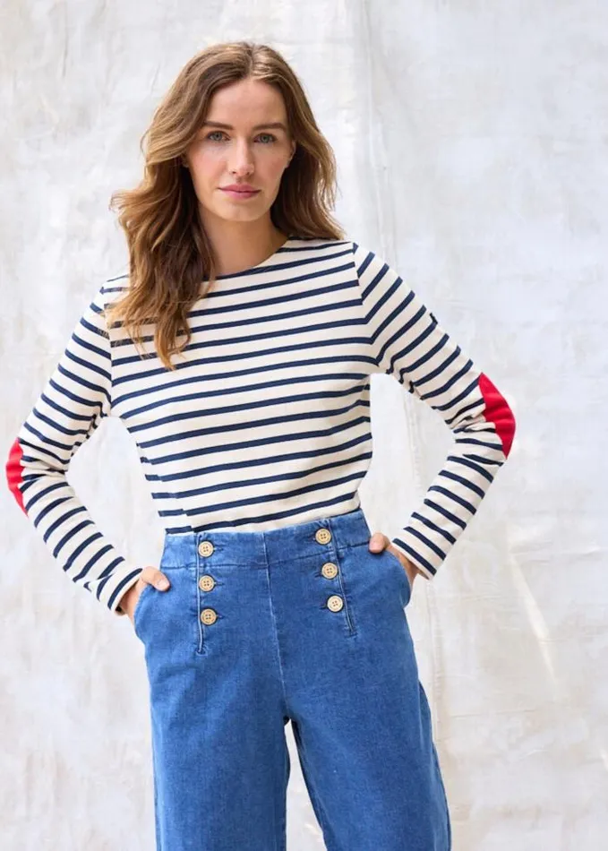 Women Breton Striped Shirts Saint James VAUJANY Ecru Navy