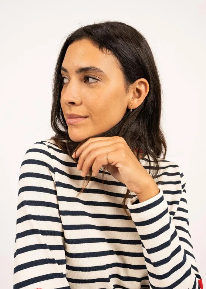 Women Breton Striped Shirts Saint James VAUJANY Ecru Navy
