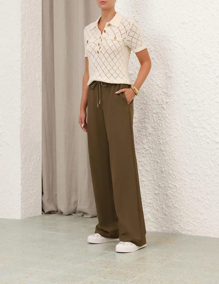 Women Clothing Zimmermann Crush Pointelle Polo Cream