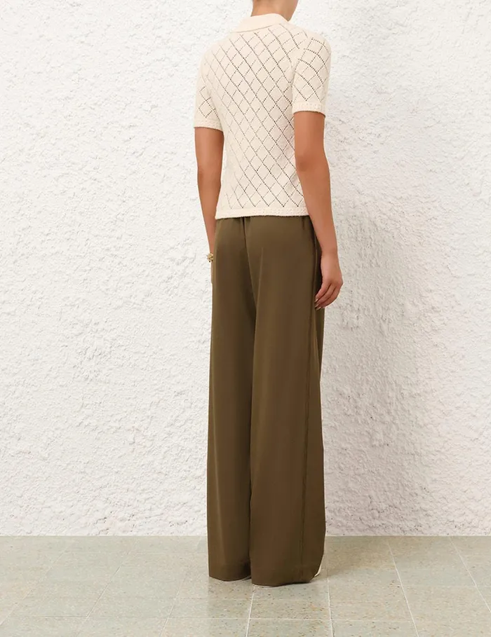 Women Clothing Zimmermann Crush Pointelle Polo Cream