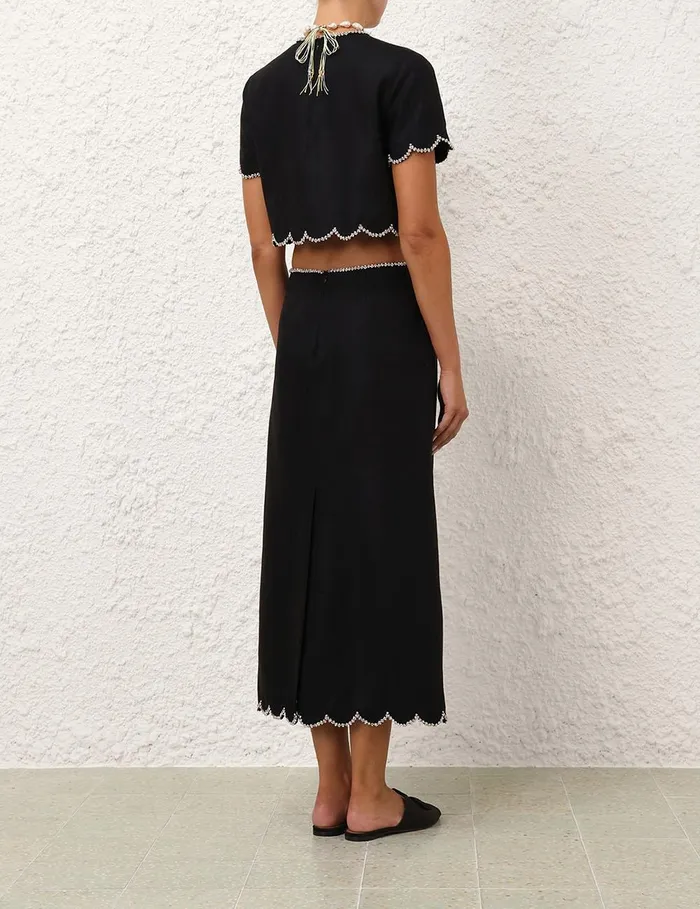 Women Clothing Zimmermann Crush Scalloped Top Black