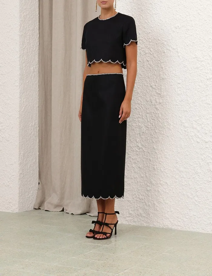 Women Clothing Zimmermann Crush Scalloped Top Black