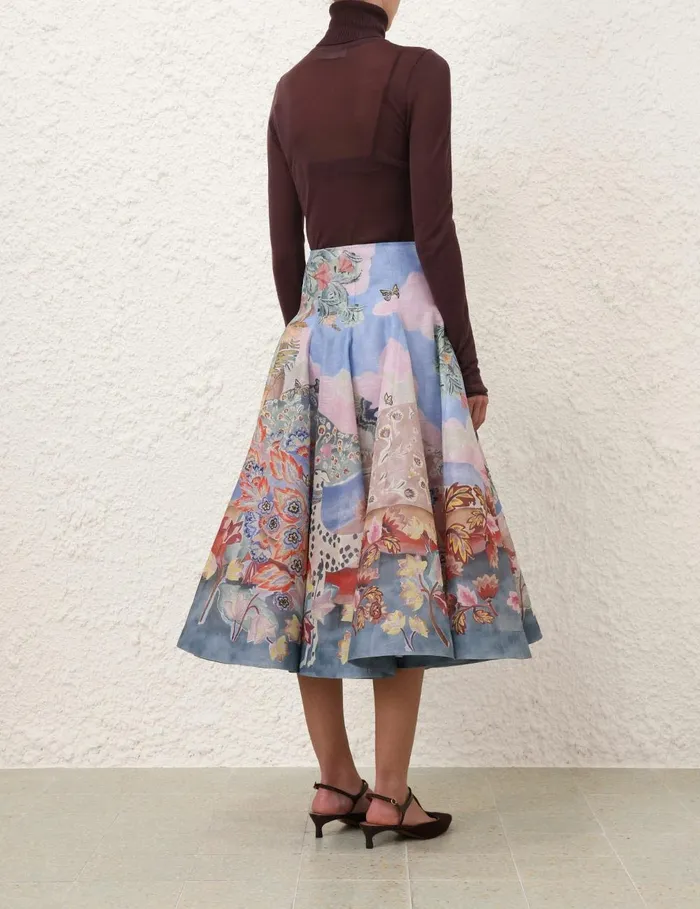 Women Clothing Zimmermann Illustration Godet Skirt Eden Garden