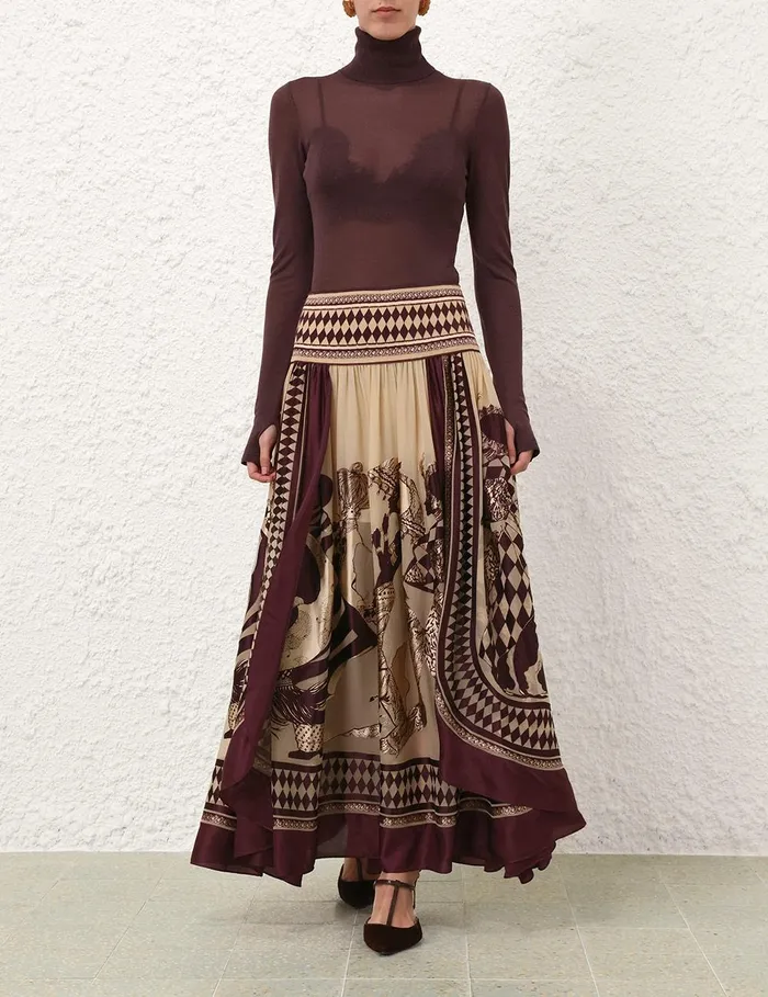 Women Clothing Zimmermann Illustration Otto Maxi Skirt Teamahogany