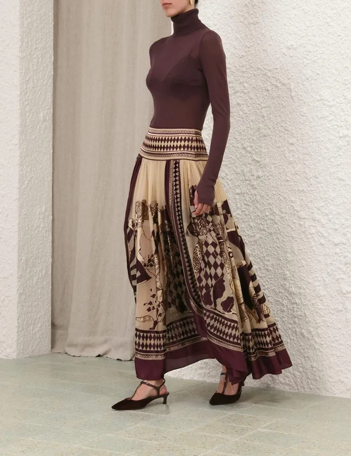 Women Clothing Zimmermann Illustration Otto Maxi Skirt Teamahogany