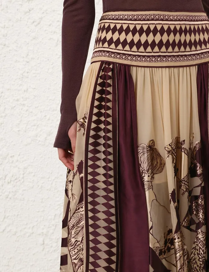Women Clothing Zimmermann Illustration Otto Maxi Skirt Teamahogany