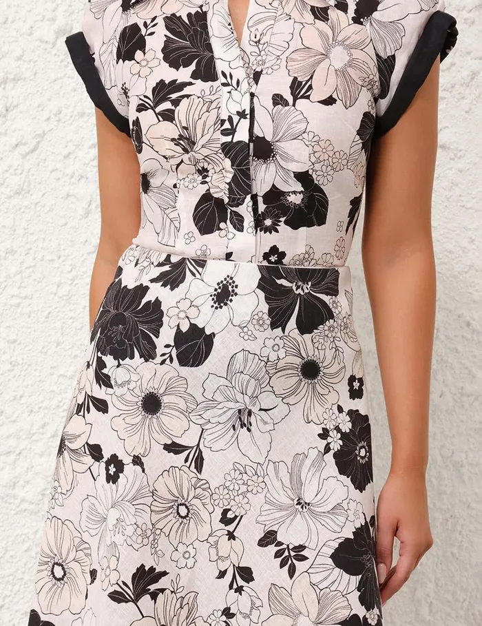Women Clothing Zimmermann Pop Short Sleeve Shirt Ivoryblack Floral