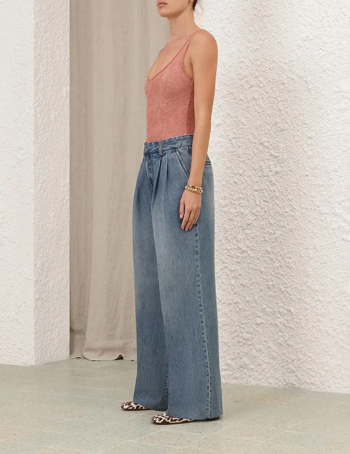 Women Clothing Zimmermann Scoop Neck Bodysuit Blush
