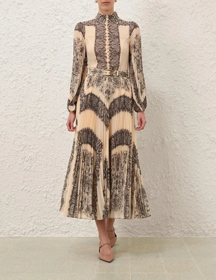 Women Clothing Zimmermann Sunray Pleated Skirt Tea Paisley