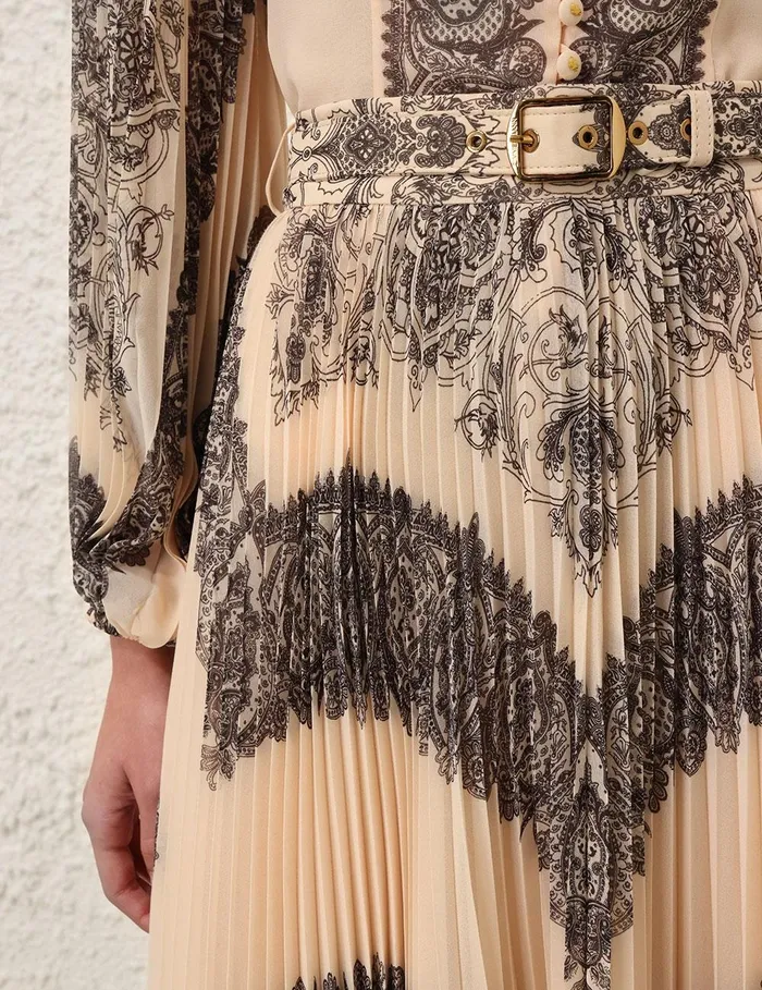 Women Clothing Zimmermann Sunray Pleated Skirt Tea Paisley