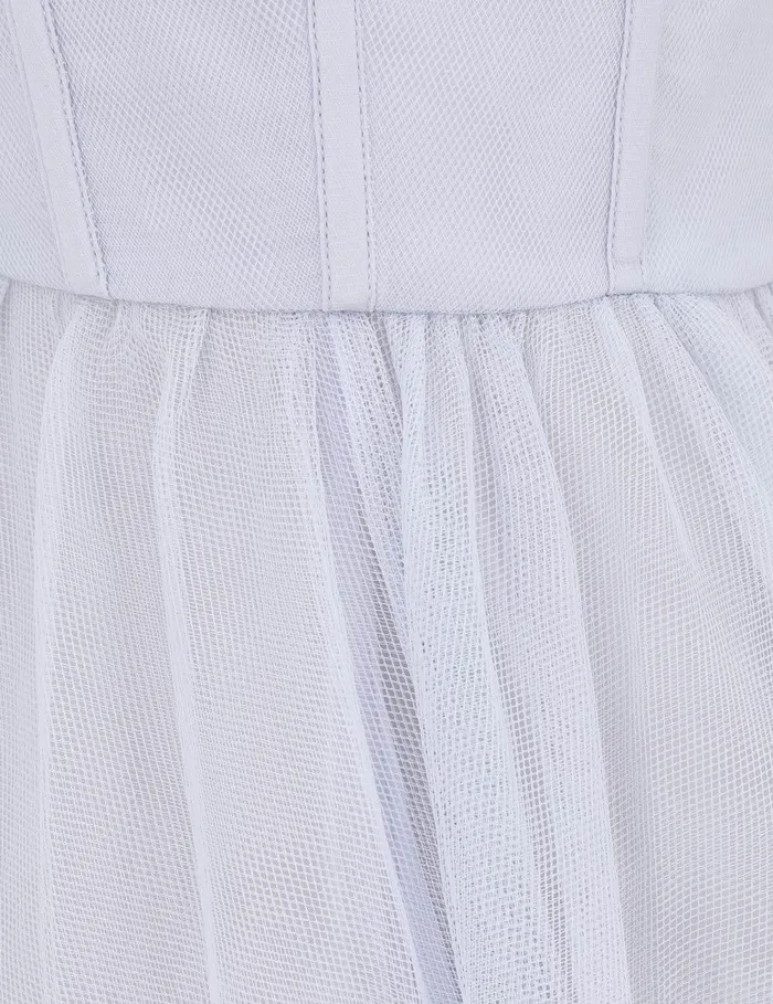 Women Clothing Zimmermann Tulle Corset Midi Dress Light Blue