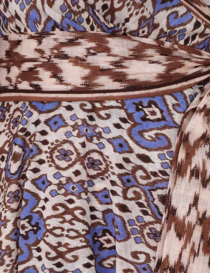 Women Clothing Zimmermann Wylie Wrap Midi Dress Cornflower Ikat