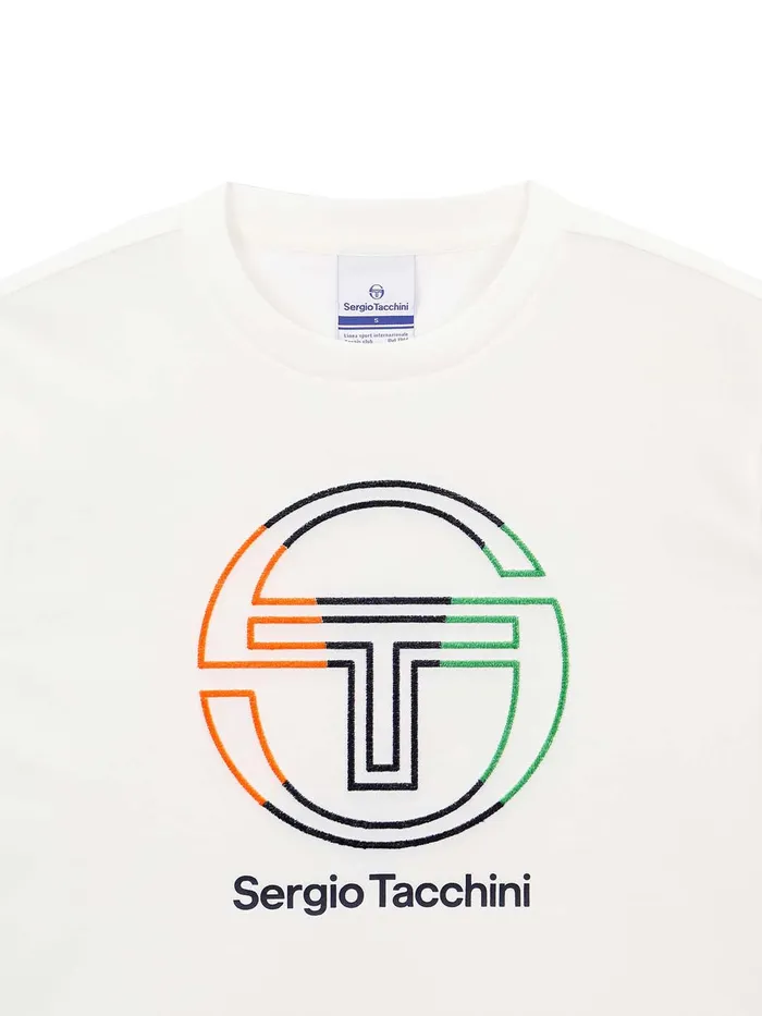 Women Court Styles Sergio Tacchini Daily Tuft Big Logo Crop TShirt Off White