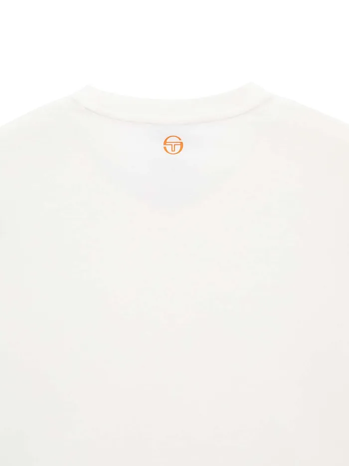 Women Court Styles Sergio Tacchini Daily Tuft Big Logo Crop TShirt Off White