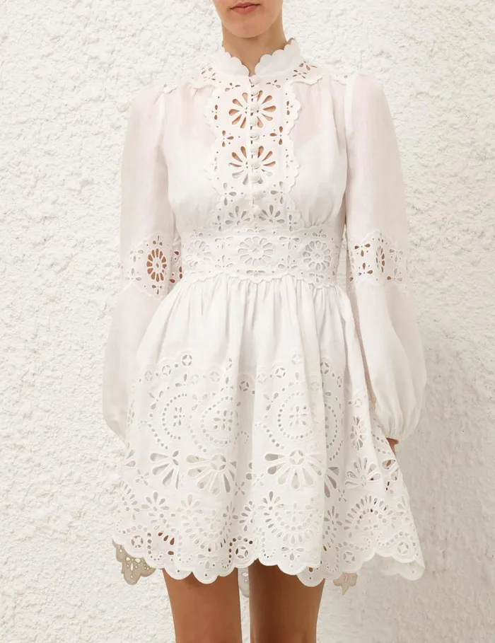Women Dresses and Coverups Zimmermann Acacia Broderie Mini Dress Ivory