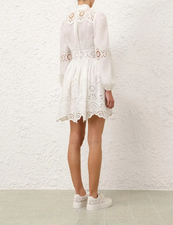 Women Dresses and Coverups Zimmermann Acacia Broderie Mini Dress Ivory