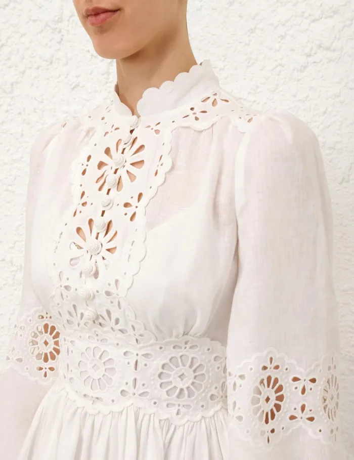 Women Dresses and Coverups Zimmermann Acacia Broderie Mini Dress Ivory