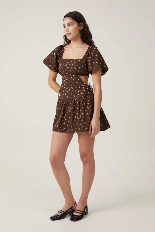 Women Dresses Cotton On Presley Mini Dress Esme Ditsy Dark Oak