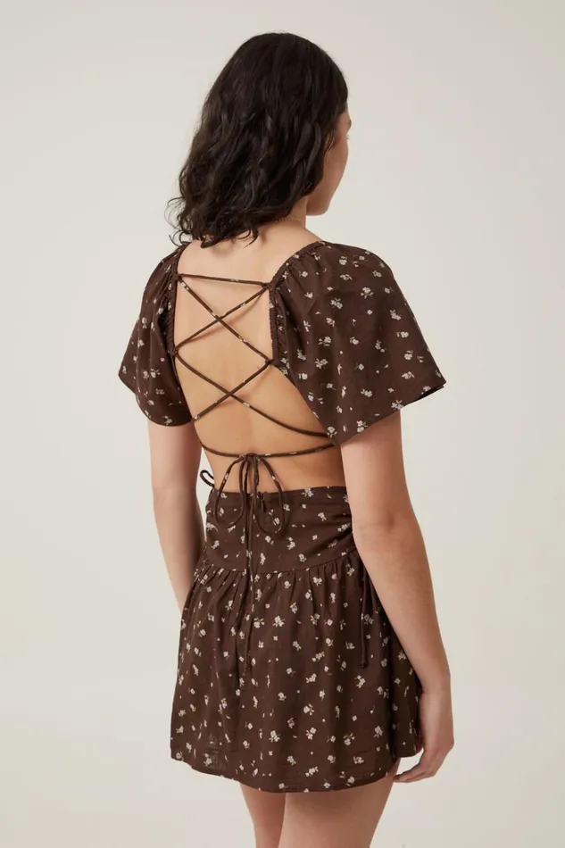 Women Dresses Cotton On Presley Mini Dress Esme Ditsy Dark Oak