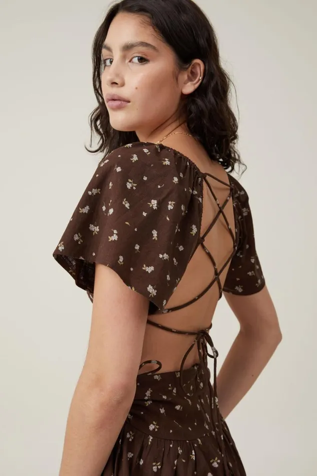 Women Dresses Cotton On Presley Mini Dress Esme Ditsy Dark Oak