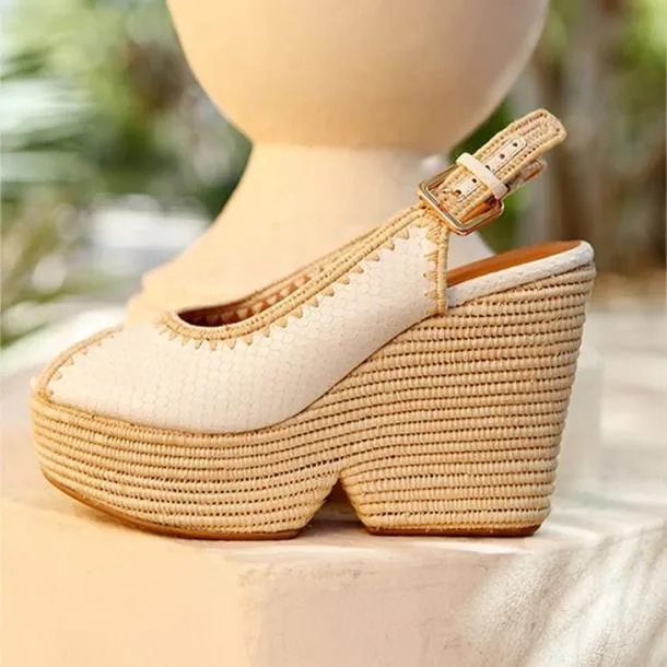 Women DYLAN White Python Effect Clergerie Wedges