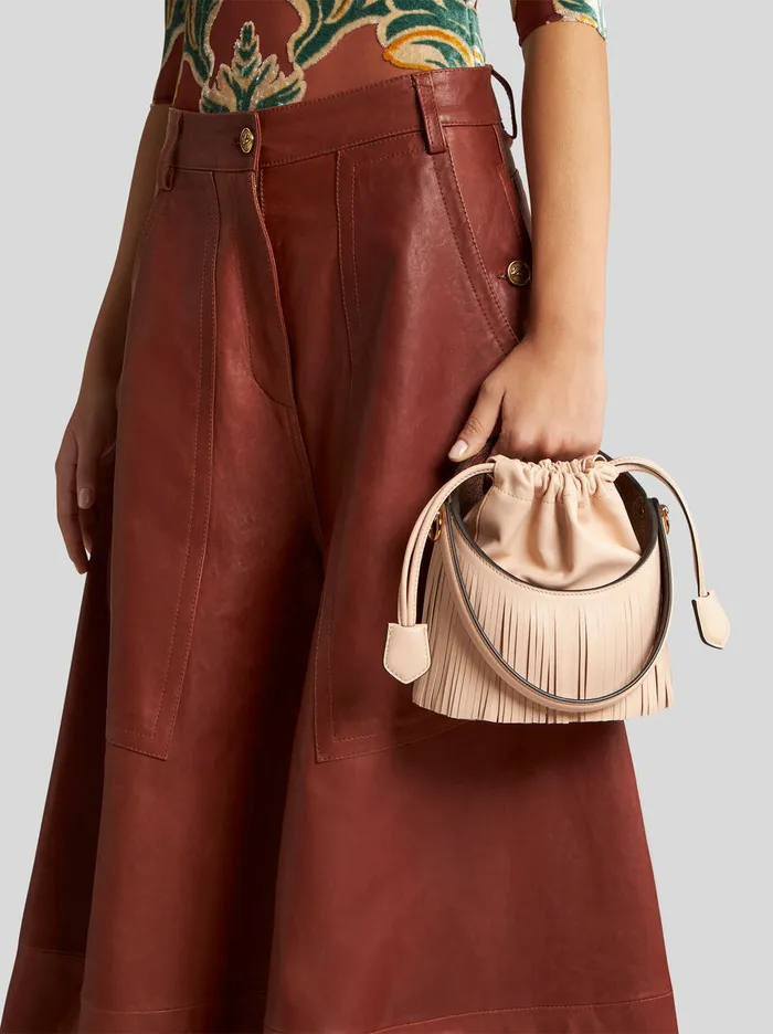 Women Etro Bucket Bags Small Saturno Bag With Fringing Pink Women Etro Bucket Bags Small Saturno Bag With Fringing Pink