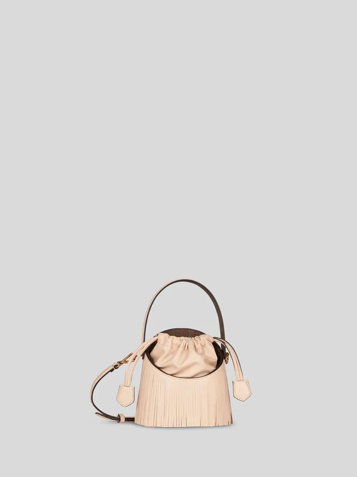 Women Etro Bucket Bags Small Saturno Bag With Fringing Pink Women Etro Bucket Bags Small Saturno Bag With Fringing Pink