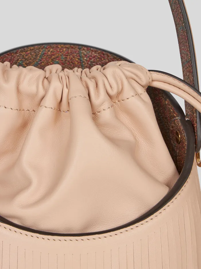 Women Etro Bucket Bags Small Saturno Bag With Fringing Pink Women Etro Bucket Bags Small Saturno Bag With Fringing Pink