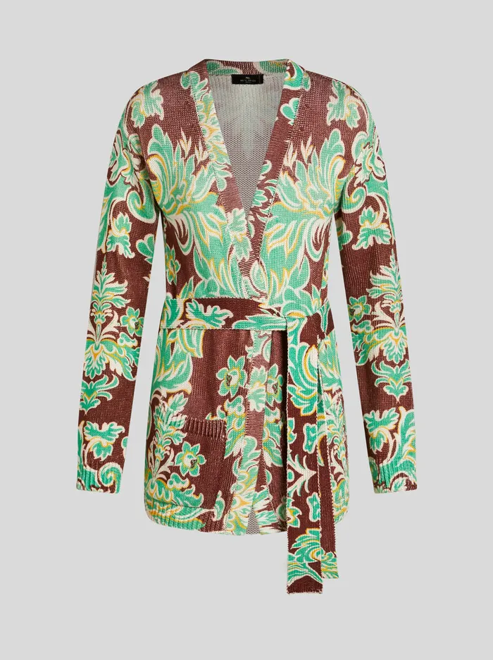 Women Etro Knitwear Printed Knit Cardigan Dark Brown
