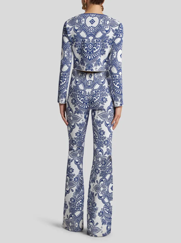 Women Etro Knitwear TwoTone Cropped Cardigan Navy Blue Women Etro Knitwear TwoTone Cropped Cardigan Navy Blue