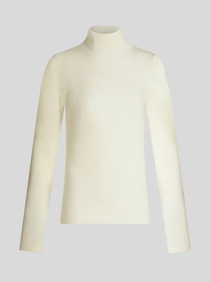 Women Etro Knitwear Wool Turtleneck Sweater White