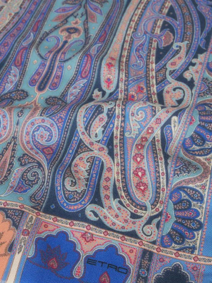 Women Etro Scarves And Silk Fringed Paisley Scarf Navy Blue Women Etro Scarves And Silk Fringed Paisley Scarf Navy Blue