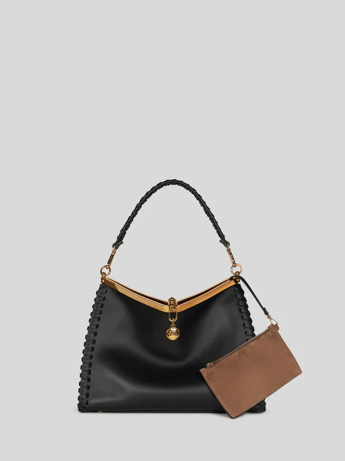 Women Etro Shoulder Bags Large Vela Bag With Thread Work Black Women Etro Shoulder Bags Large Vela Bag With Thread Work Black