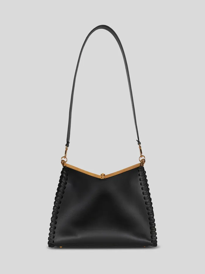 Women Etro Shoulder Bags Large Vela Bag With Thread Work Black Women Etro Shoulder Bags Large Vela Bag With Thread Work Black