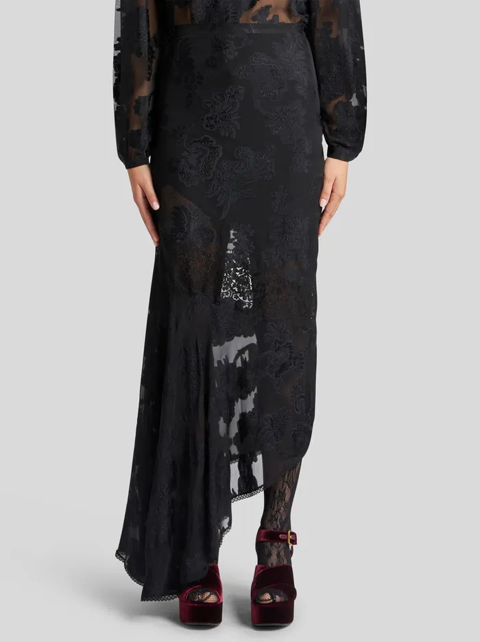 Women Etro Skirts Fil Coup Chiffon Skirt Black Women Etro Skirts Fil Coup Chiffon Skirt Black