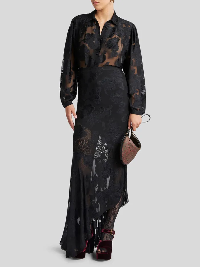 Women Etro Skirts Fil Coup Chiffon Skirt Black Women Etro Skirts Fil Coup Chiffon Skirt Black