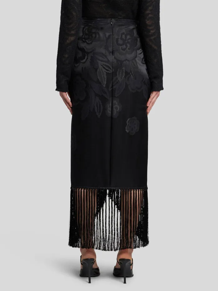 Women Etro Skirts Jacquard Skirt With Fringe Details Black Women Etro Skirts Jacquard Skirt With Fringe Details Black