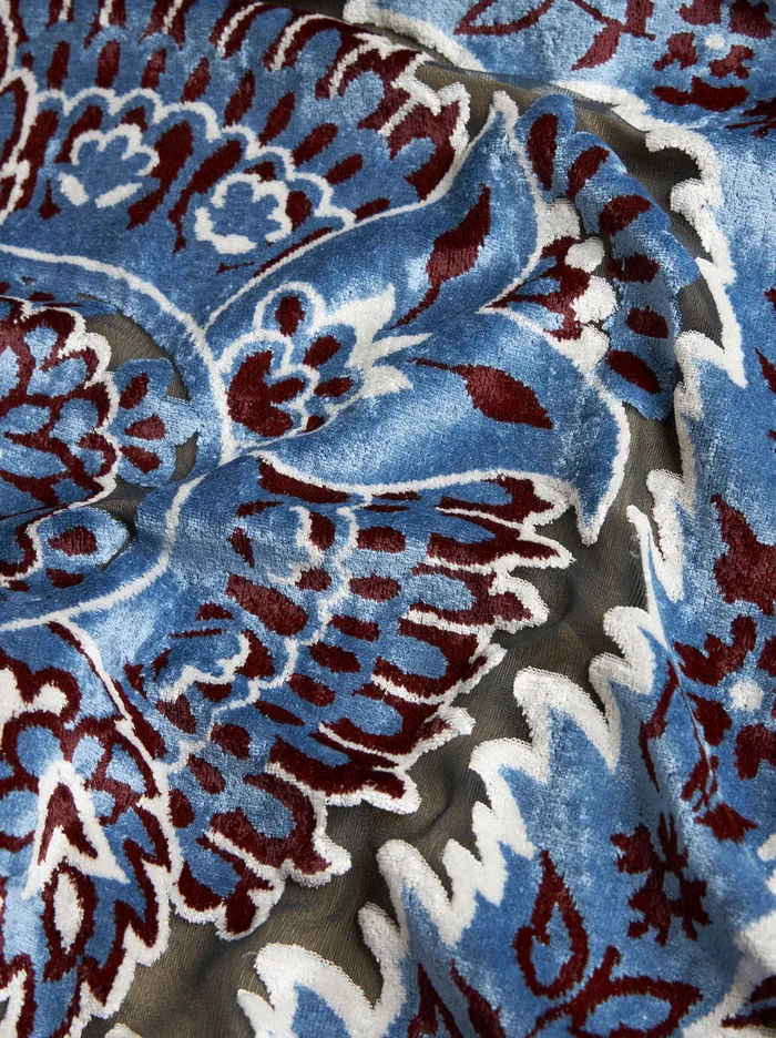 Women Etro Tops Tulle And Jacquard Velvet Top Light Blue Women Etro Tops Tulle And Jacquard Velvet Top Light Blue