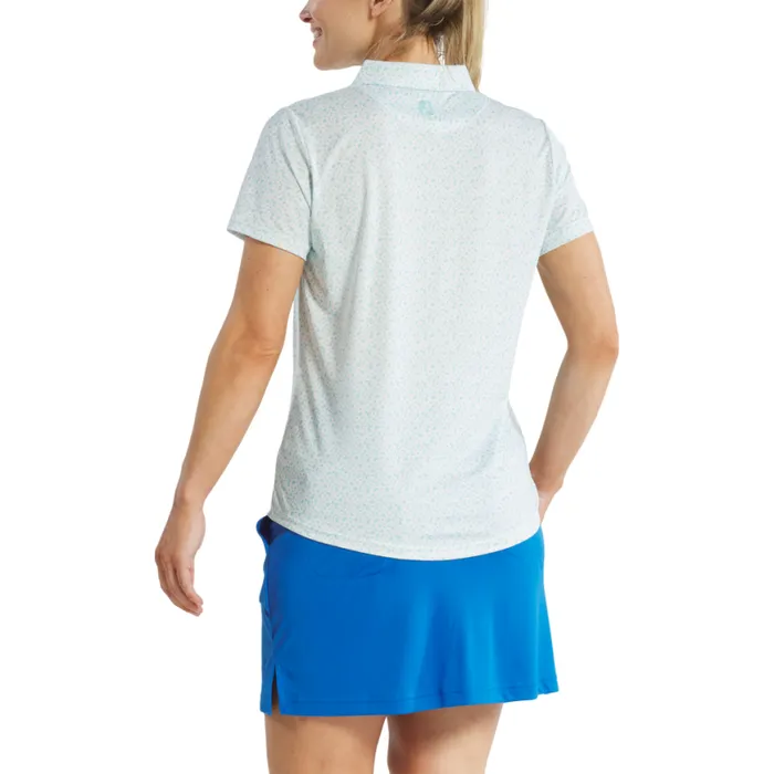 Women FootJoy Shirts Floral Short Sleeve Aqua White Women FootJoy Shirts Floral Short Sleeve Aqua White