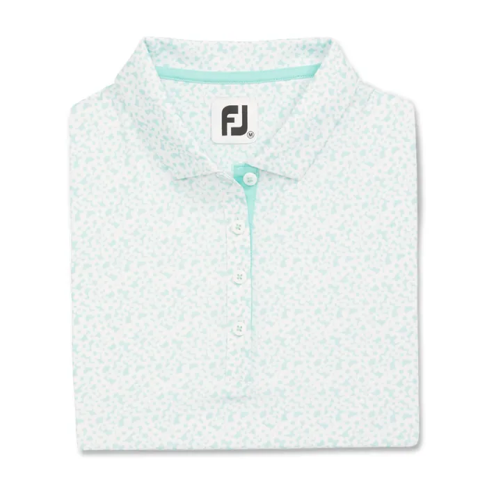Women FootJoy Shirts Floral Short Sleeve Aqua White Women FootJoy Shirts Floral Short Sleeve Aqua White