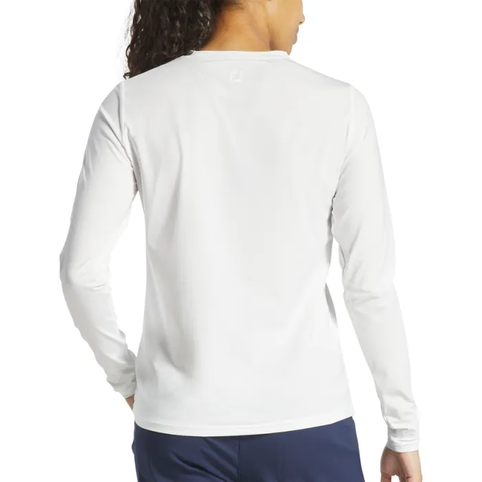 Women FootJoy Shirts Long Sleeve Sun Protection Crew Neck White Women FootJoy Shirts Long Sleeve Sun Protection Crew Neck White
