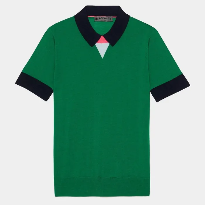 Women GFORE Green Layered Merino Wool Sleeve Golf Sweater