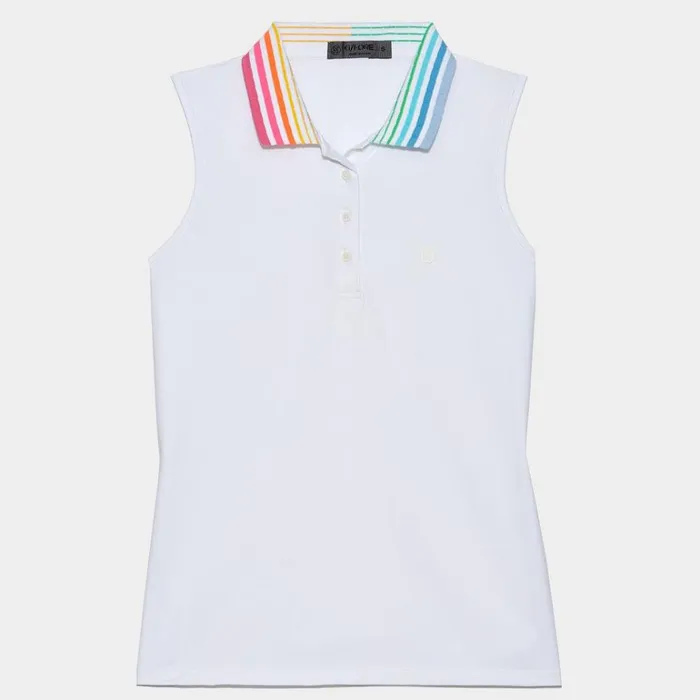 Women GFORE White Colour Blend Silky Tech Nylon Golf Polo